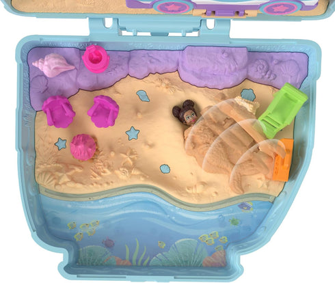 Polly Pocket Dolls & Playset, Seaside Puppy Ride Compact with 11 Accessories, Travel Toy with Fidget Exterior...