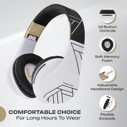 PowerLocus Bluetooth Over-Ear Headphones, Wireless Stereo Foldable Headphones Wireless and Wired Headsets with Built-in Mic, Micro SD/TF, FM for i...