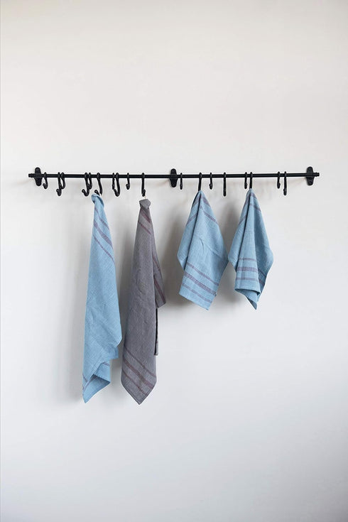 Creative Co-Op 18" Square Cotton Woven Overdyed Blue Stripes (Set of 4) Napkins, Aqua...