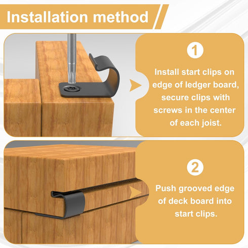 CPROSP 40x Starter Deck Clips with 42 Torx Srews, 1 Torx Bit, Start Clips for Composite Decking, Compatible for Trex Decking Boards...