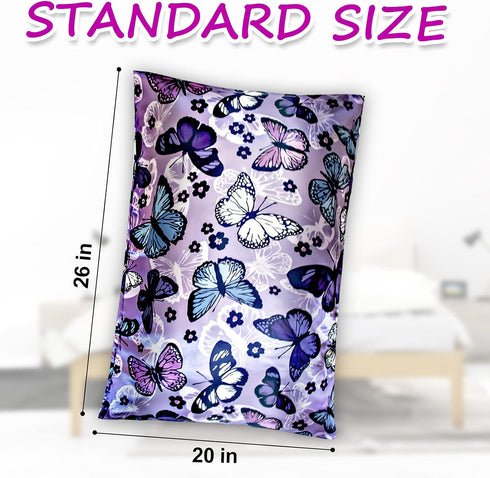 Silk Satin Pillowcase for Hair and Skin Soft Satin Pillow Cases Standard Size Pack of 2, Wrinkle, Fade-Resistant with Envelope Closure (20’’x26’’,...