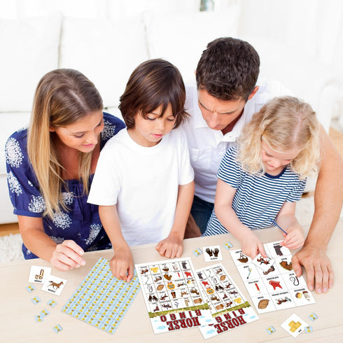 Horse Farm Bingo Cards, 24 Player Pony Party Bingo Game for Family Adult, Cowgirl Cowboy Party Favor, Large Group Party Celebration Activity -05...