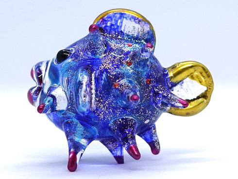 Puffer Miniature Hand Blown Glass Art Figurines Sea Animals Collectible Gift Home Décor (Purple Blue)...