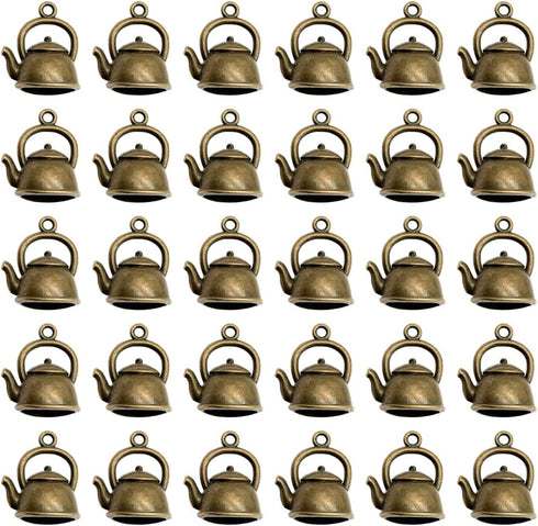 30 Pcs Metal Teapot Charms Pendants Mini Teapot Pendants Vintage Tea Kettle Charms Bulk Pendant for DIY Crafts Bracelet Earrings Necklace Jewelry ...