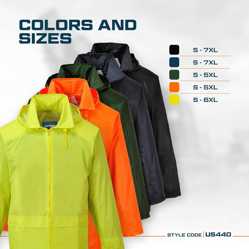 Portwest US440 Men's Waterproof Rain Jacket - Lightweight Durable Hooded Weather Protection Safety Jacket Olive Green, X-Large...