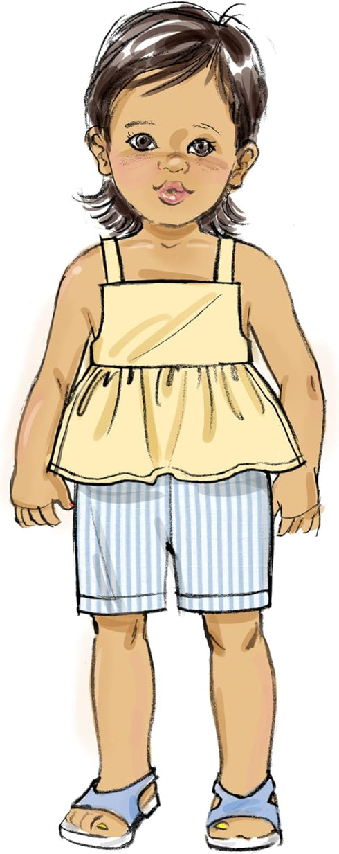 Butterick B6936A Toddlers' Overalls and Dress Sewing Pattern Kit, Design Code B6936, Sizes 1/2-1-2-3-4...