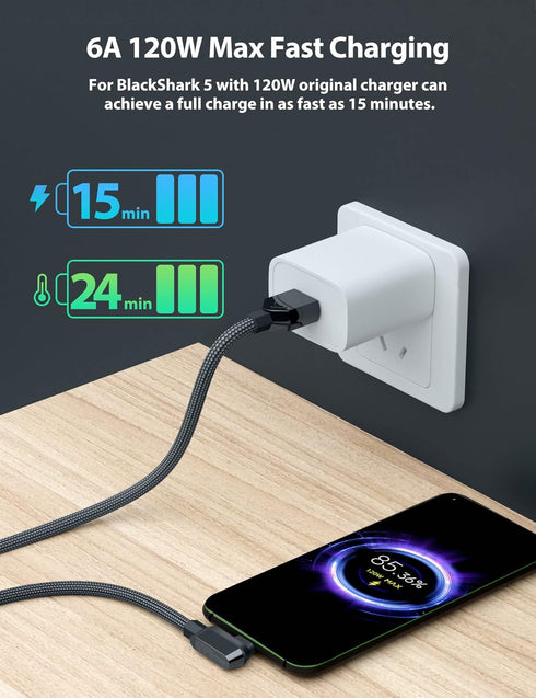 USB C Cable 6 ft for Xiaomi 120W HyperCharge Turbo Fast Charging,6A Type C Cable Premium Nylon Braided USB-C to USB A Charger for Xiaomi Pad 5 12 ...