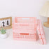 4-Pack Pink Plastic Storage Crate Small Baskets for Organizing Collapsible Storage Crates for Desk Organizers,Stackable Cute Storage Bins for Clas...