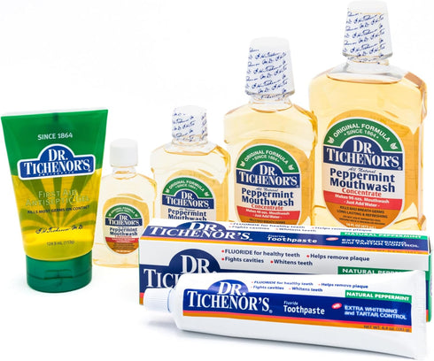 Dr. Tichenor's Peppermint Mouthwash Concentrate - Oral Rinse for Bad Breath and Oral Health with a Minty Punch for Soothing Relief of Minor Sore T...