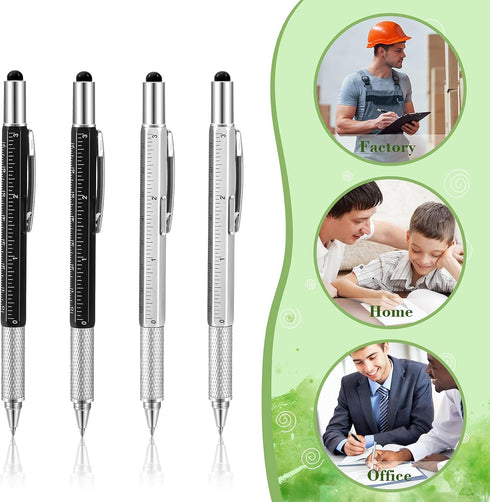 40 Pieces 6 in 1 Ballpoint Pen Multi-function Screwdriver Pen Multi-tool Pen with Ruler Level Gauge and 40 Pieces Black Ink Refills...