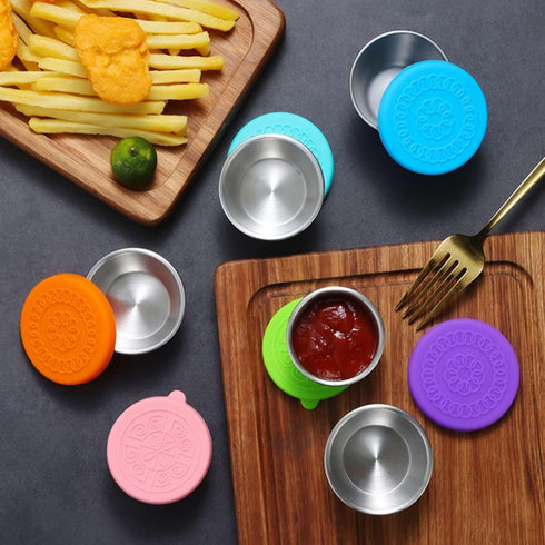 Ramekins 3 Pack 1.7/2.5/3.5/ Oz Stainless Steel Condiment Sauce Cups, Metal Ramekins, Commercial Grade, Multifunctional, Ideal for All Hot and Col...