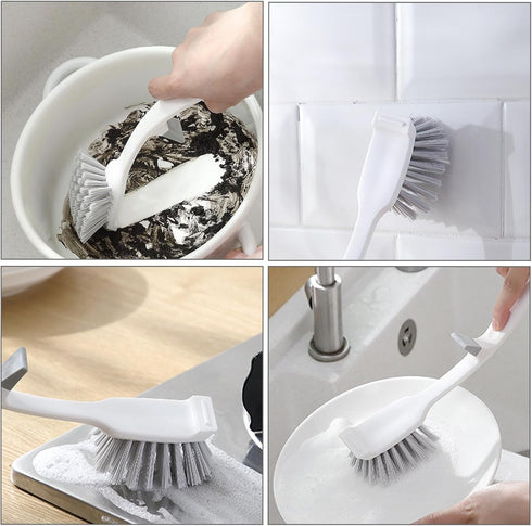 3 Pack Kitchen Cleaning Brush Set, Long Handle Pan Scrubber&Bottle Cup Brush&Groove Gap Brush, Multipurpose Brushes for Stove Sink Dish Bathroom F...
