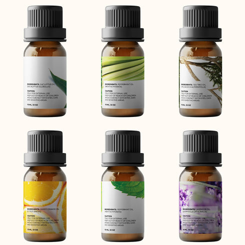 Essential Oils Set by Pure Aroma - Top 6 Aromatherapy Oils Gift Set-6 Pack, 10ml (Eucalyptus, Lavender, Lemongrass, Sweet Orange, Peppermint, Tea ...