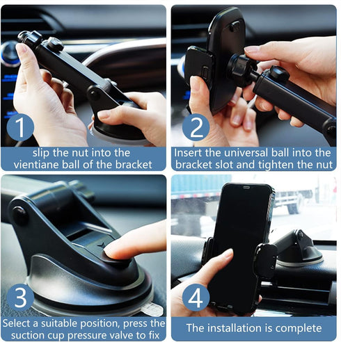 Cell Phone Holder for Car,Dashboard/Windshield/Air Vent Cell Phone Holder,Universal Sturdy Suction Cup Car Phone Mount,Compatible with All Smart P...