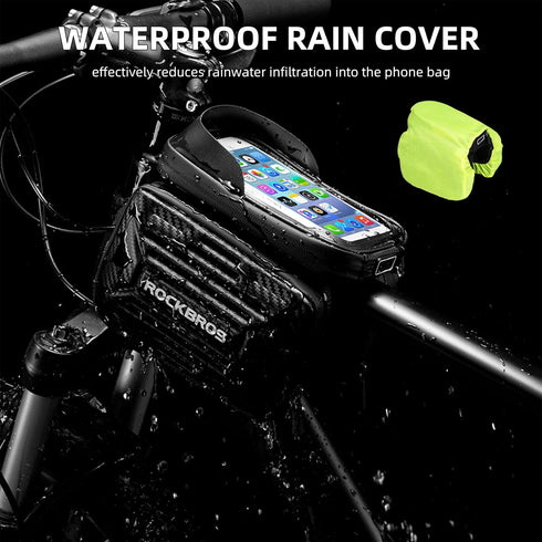 ROCKBROS Bike Phone Bag Bicycle Waterproof Front Frame Pouch Top Tube Handlebar Bag Cycling Cell Phone Storage Bag for iPhone 11 12 13 PRO XS XR 8...