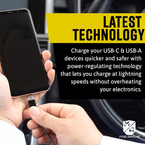 Mob Armor 38w Dual USB Quick-charge USB A + USB C Car Charger - Fast Charging Car Charger - Adapter - Car Charger Adapter - USB Car Charger - Car ...