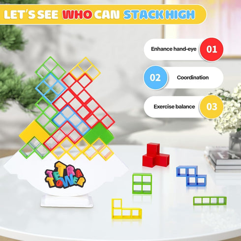 48PCS Tetra Tower Games - Exciting Stacking Board Game for Team Building, Family Parties, and Travel...