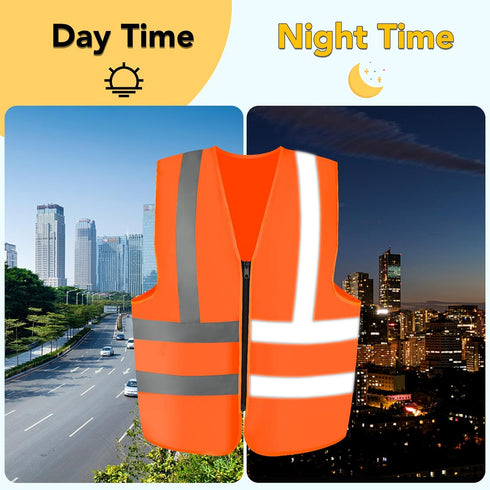 3-Pack Reflective Safety Vest For Women Men - High-Visibility Safety Vest with 2in Reflective Strips for Emergency, Construction, and Safety Use-O...