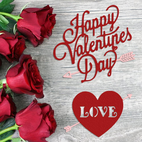 Valentine Love Heart Metal Cutting Dies, Words Die Cuts with Sentiment for Card Making Valentine's Day DIY Scrapbooking and Photo Album Card Craft...