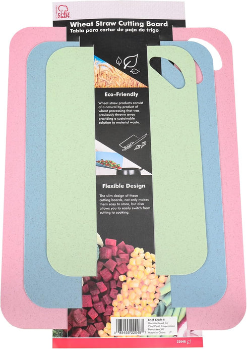 Chef Craft Eco Wheat Straw, Cutting Board, 3 Piece Set, Assorted...