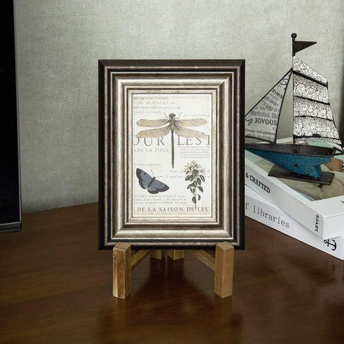 MyGift Plate Display Stand, Rustic Acacia Wood Tabletop Saucer Rack, Folding Picture Frame Holder Easel...