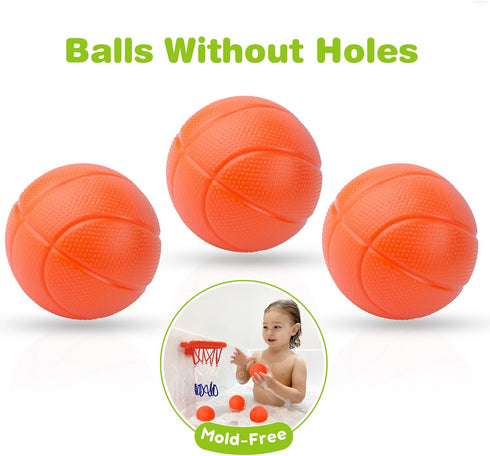 Bath Toys, Bathtub Basketball Hoop for Kids, Toddlers, Boys, and Girls, 3 Balls No Holes, Mold Free Bath Toys and Strong Suction Cup, Fun Bathtub ...