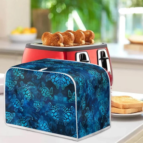 Blue Sea Turlte Toaster Oven Covers For Kitchen Counter Quilted Toaster Oven Dust Cover Small Appliance Cover Kitchen Broiler Appliance Organizer ...