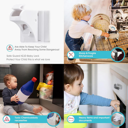 Magnetic Cabinet Locks Baby, Easy Install Magnetic Cabinet Locks Child Proofing(12 Pack and 2 Keys)...