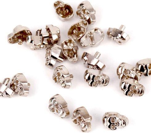 RUBYCA Skull Head Rapid Rivets and Studs, Metal Double Cap Compression Rivets, Speedy Rivets for Fabric Leather Craft Crafting, Silver Color (100 ...