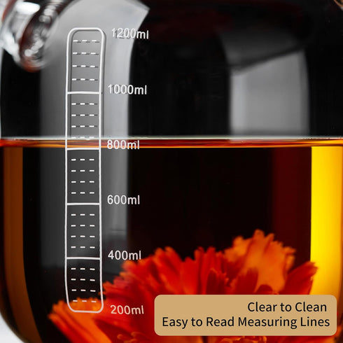 Glass Teapot with Infuser and Lid 40.6 fl oz, Stovetop Gas Safe, Thickened Heat Resistant Borosilicate Glass Tea Kettle...