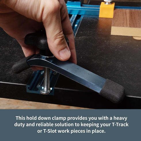 POWERTEC 71168V T-Track Hold Down Clamp, 5-1/2" L x 1-1/8" W, 2 Pack, T Track Clamps for Woodworking...