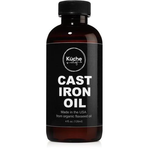 Organic Cast Iron Oil & Cast Iron Conditioner – Made from Flaxseed Oil grown and pressed in the USA – Creates a Non-Stick Seasoning on All Cast Ir...