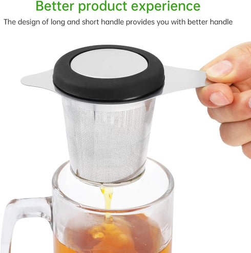 Two Pack Tea Infuser Basket Stainless Steel Tea Strainer Tea Filter With Small Strainer And Lid Tea Diffuser For Loose Tea Superior Brewing Experi...