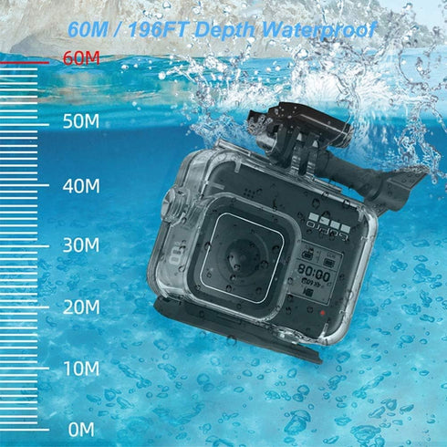 F1TP Waterproof Case Accessories for Go Pro Hero 8 Black Action Camera, 60M Waterproof Underwater Protective Shell?Accessories with Bracket, with ...