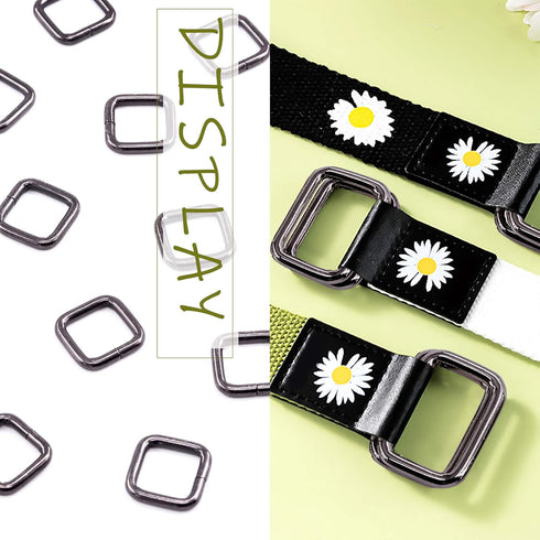 Swpeet 60Pcs 1/2 Inch - 13mm Gun-Black Metal Rectangle Ring, Webbing Belts Buckle Metal Rings for for Belt Bags DIY Accessories Keychains Belts an...