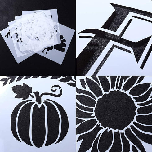 24 Welcome stencil for painting on wood,Home Sign mini Stencils Reusable Porch Sign and Front Door Vertical Welcome Comes with Stencil-Sunflower,D...