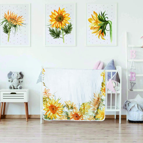 Sunflower Baby Monthly Milestone Blanket Girl, Floral Newborns Month Blanket Gift for Baby Shower, Soft Plush Photo Prop Blanket, Wreath &Headband...
