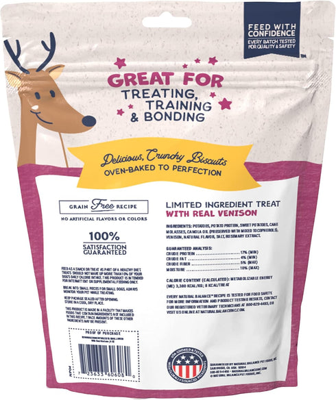 Natural Balance Limited Ingredient Rewards Crunchy Biscuits, Bite-Size Grain-Free Dog Treats for Small-Breed Dogs, Made with Real Venison, 8 Ounce...