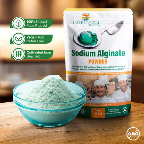 Sodium Alginate 100% Food Grade | Natural Thickening Powder & Gelling Agent for Cooking (2-oz.)...