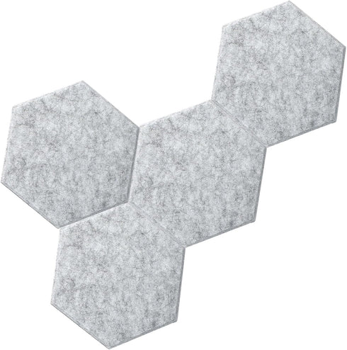 Hexagon Felt Bulletin Board, 8.7"x7.5"x0.35" 4 Pack Self-Adhesive Tiles Pin Board for Office Home School Decor Stickers Memos Photos Display(GY-19...
