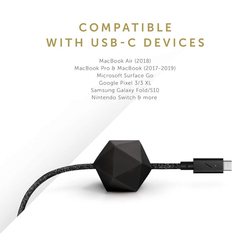 Native Union Type-C Desk Cable – USB-C to USB-C 8ft Ultra-Strong Non-Slip Charging Cable with Anchor Weight Compatible with iPhone 15, MacBook Pro...