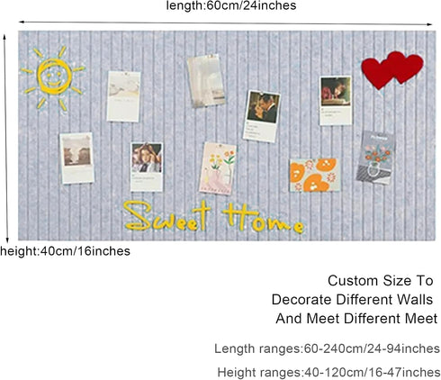 24 x 16" Large Bulletin Board, Decorative Felt Pin Board, 0.35“ Thick Foldable Photo Display Board with Self-Adhesive Tape, Vision Board for Schoo...