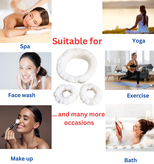 Spa Headband for Washing Face and Face Washing Wristbands, Makeup or Skincare Headbands for Teens Girls Women, Microfiber Soft Facial Cloth Headba...