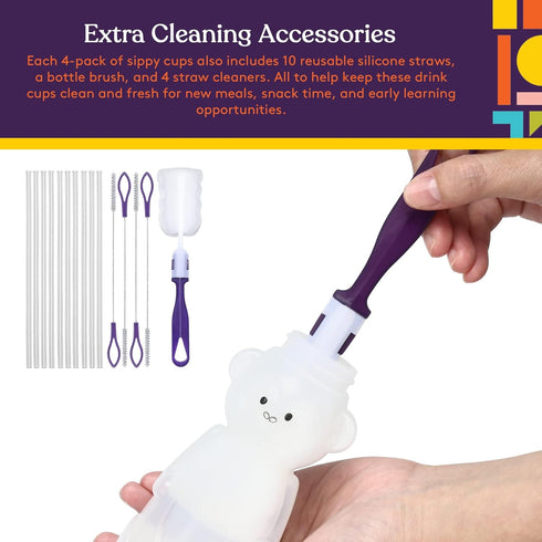 Special Supplies Honey Bear Straw Cup For Babies, 4-Pack, Fun Animal-Shaped Baby Led Weaning Training Drink for Straw Training and Weaning...
