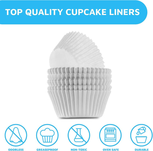MontoPack White Cupcake Liners | 400 Standard Size Baking Cups | Greaseproof, No Smell Cupcake Wrappers | Muffin Liners for Desserts & Candies | C...