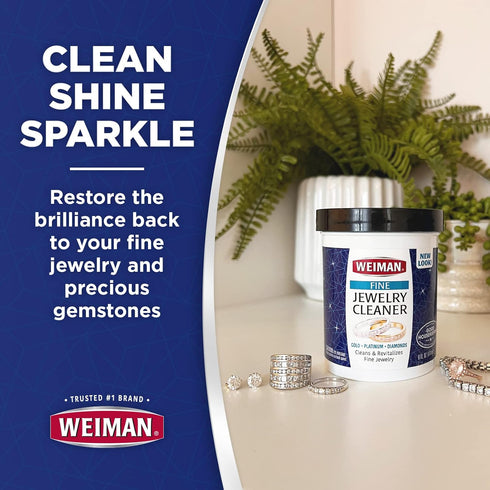 Weiman Fine Jewelry Cleaner Liquid with Cleaning Brush – Restores Shine & Brilliance to Gold, Platinum, Precious Gemstones & Diamond Jewelry, 6 Oz...