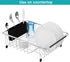 iPEGTOP Expandable Multifunctional Dish Drying Rack, Over The Sink, in Sink Or On Counter Dish Drainer Basket Shelf with Black Utensil Silverware ...