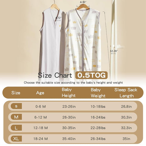 TILLYOU Sleep Sack 18-24 Months - 0.5 TOG Baby Wearable Blanket with 2-Way Zipper, Extra Soft Cotton Sleeveless Sleeping sack 2 Pack, Gray Grown...