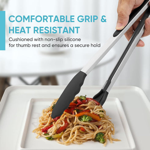 600? Heat Resistant Kitchen Tongs for Cooking with Silicone Tips,Maywe Tanso 12-Inch Stainless Steel Locking Cooking Tongs Food Tongs for BBQ,Cook...