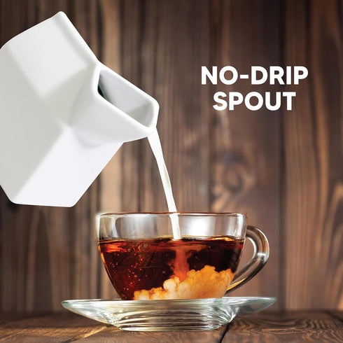 HIC Kitchen Milk Carton Creamer, Fine White Porcelain, 6-Ounces...
